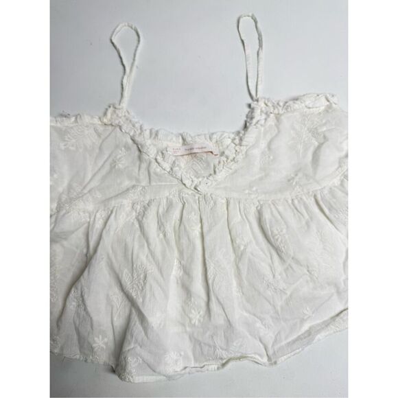 Zara Women’s Bohemian Bodydoll Cotton Embroidered Top Size L Spaghetti Straps - Picture 2 of 11
